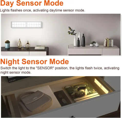 Miniatura 4 de 58 luces LED para debajo del gabinete, luz recargable RGB con sensor de movimiento para interior, luces nocturnas con control remoto, pack de 2