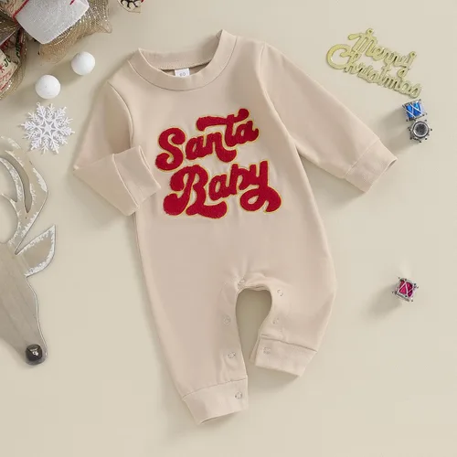 Miniatura 24 de FYBITBO Ropa de bebé niño niña Santa manga larga mono mameluco recién nacido primera Navidad traje de una pieza
