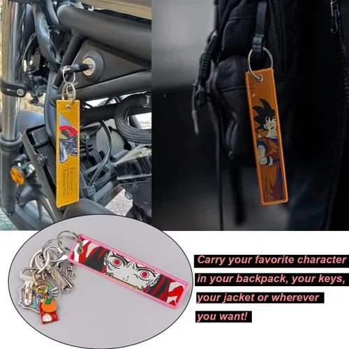 Miniatura 5 de Paquete de 1 llavero bordado de anime con llavero - para motocicletas, regalos de anime de automóvil