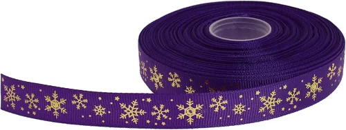 Miniatura 11 de Cinta de grogrén de copo de nieve con impresión dorada de 25 yardas cada rollo, borde tejido 100% poliéster (3/8 pulgadas, beige)