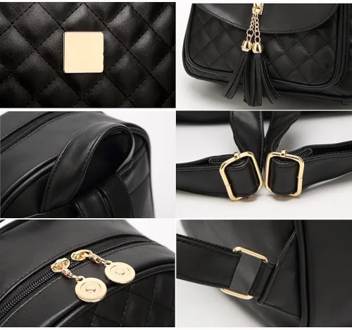 Miniatura 8 de I IHAYNER - Morral informal de cuero acolchado con diseño simple para mujer