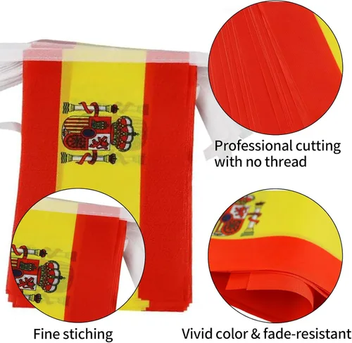 Miniatura 3 de Bandera de España Bandera española, pequeñas banderas de cuerda de España Mini banderas de España, utilizadas para eventos deportivos escolares