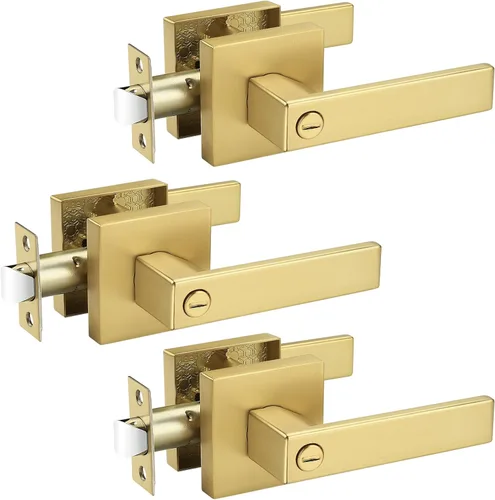 Miniatura 22 de Priobrico - Manija de puerta interior de bronce aceitado con cerradura, manijas de puerta de privacidad para dormitorio, perillas modernas de puerta