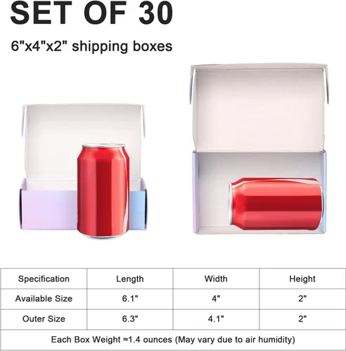 Miniatura 2 de Cajas de envío pequeñas de 6 x 4 x 2 pulgadas para pequeñas empresas, paquete de 30 cajas de correo moradas, caja de embalaje de cartón corrugado