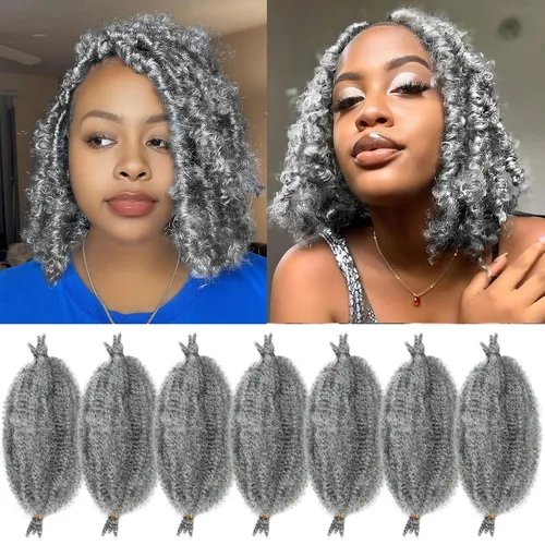 Miniatura 23 de Marley Twist - Cabello trenzado de 16 pulgadas, cabello afro trenzado elástico, paquete de 7 paquetes, cabello rizado rizado ombré, marrón Marrón