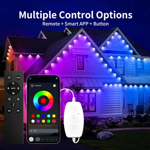 Miniatura 2 de KSIPZE Luces Permanentes para Exteriores Impermeables IP67, Luces LED Inteligentes RGB+IC para Aleros con Control por App y Botón, Más de 200 Modos