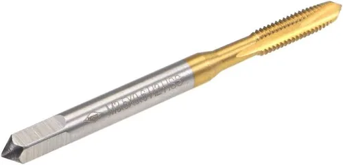 Miniatura 3 de uxcell Tapón de punta en espiral rosca M3.5 x 0.6, rosca H2 3 flautas, acero de alta velocidad HSS 6542, revestimiento de titanio, roscas métricas