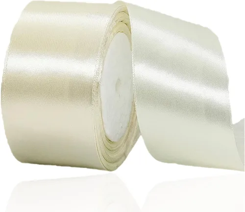 Miniatura 42 de Cinta de satén beige de 1 pulgada x 25 yardas, cinta de tela de color sólido para envoltura de regalos, manualidades, fabricación de lazos
