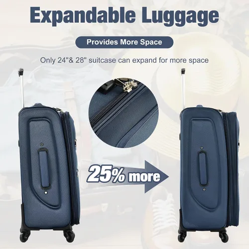 Miniatura 155 de Merax Juegos de equipaje de mano en maleta aprobada por aerolíneas, estuche rígido con ruedas giratorias expandibles, Negro