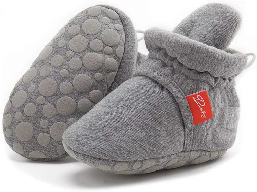 Miniatura 11 de Botines de forro polar para bebés, niños y niñas, pantuflas antideslizantes con agarre suave, zapatos de calcetín para recién nacidos, cuna
