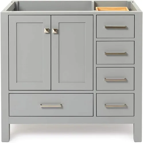 Miniatura 33 de ARIEL Cambridge - Mueble base de tocador de baño de 36 pulgadas, madera maciza, 2 puertas de cierre suave, 5 cajones de cola de milano