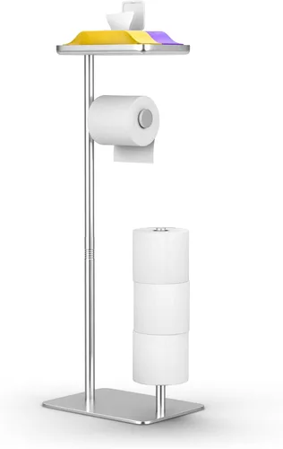Day Moon™ Soporte de papel higiénico de níquel cepillado Soporte de papel higiénico independiente con almacenamiento - Soporte de papel higiénico y