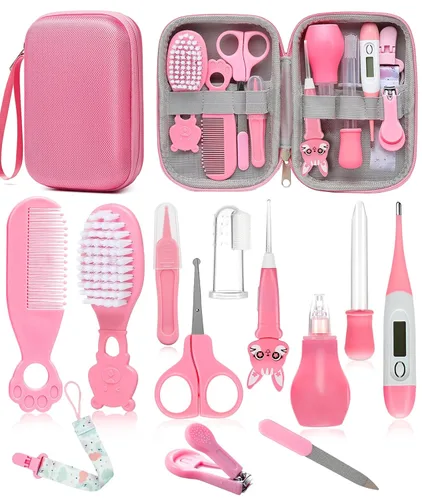 Kit de Cuidado y Aseo para Bebés, Kit de Cuidado de Seguridad para Recién Nacidos, con Cepillo y Peine, Cortauñas, Termómetro, Pinza para Chupete,