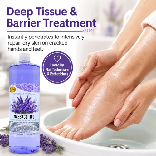 Miniatura 5 de SPA REDI Aceite de masaje de lavanda – Mezcla botánica sin residuos para el cuidado de tejidos profundos y piel seca Vitamina E, aceite