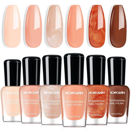 Miniatura 11 de Morovan - Juego de esmalte de uñas camaleón: 6 colores, holográfico, de secado rápido, mini kit de laca de uñas con purpurina verde, rosa, azul