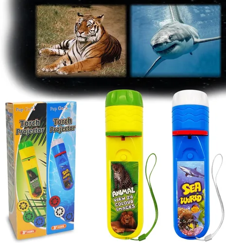 Miniatura 16 de Pup Go Linterna proyector de animales para niños a partir de 3 años, 3 discos 24 imágenes, juguetes de animales de safari para niños y niñas