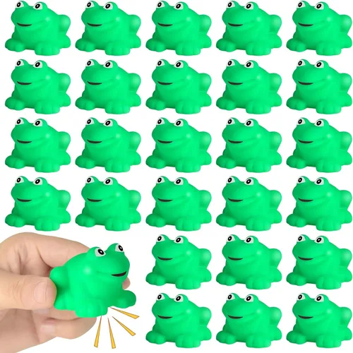 Mototo 30 piezas de ranas chirriantes pequeñas ranas chirriantes flotan juguete de baño verde ducha natación bañera juguete relleno huevos de Pascua