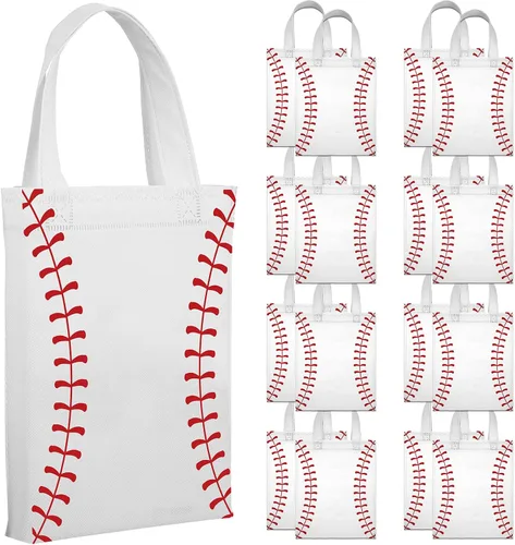 Ferraycle 24 bolsas de regalo de béisbol con asas, reutilizables, para aperitivos, golosinas, bolsas no tejidas para cumpleaños, deportes, fiestas,