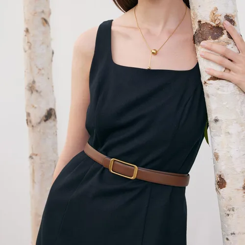 Miniatura 2 de GOELIA Women's Reversible Genuine Leather Belt Thin Fashion Waist Belts for Jeans Pants Dresses with Buckle