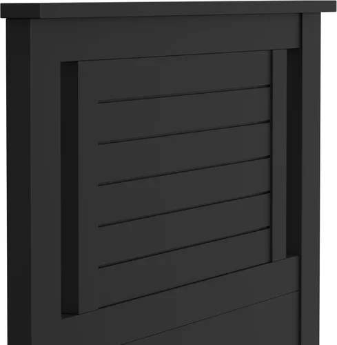 Miniatura 7 de ComfIQ Serene - Cabecero de panel de madera maciza con puntuación horizontal, tamaño individual, negro, fácil montaje, materiales de calidad