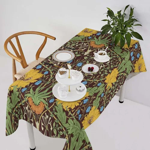 Miniatura 51 de Mantel de Mesa William Morris, Diseño Original William Morris Rústico de Granja Familiar con Estampado Étnico Mínimo para Decoración de Fiesta