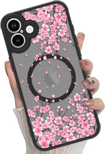 Miniatura 55 de Funda magnética para iPhone 17 Pro [compatible con MagSafe], bonita funda de moda con estampado de leopardo negro, translúcida, mate, parte trasera