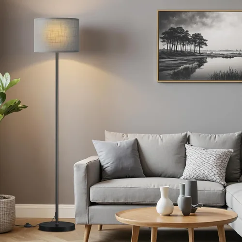 Miniatura 21 de Ambimall - Lámpara de pie moderna con control remoto, lámparas altas para sala de estar, habitación, oficina y comedor, pantalla beige con poste