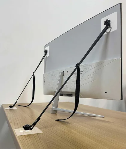 Paquete de 2 correas de seguridad ajustables para TV, adhesivas sin perforación, anclajes de muebles anti-volcadura para seguridad infantil, fija 2