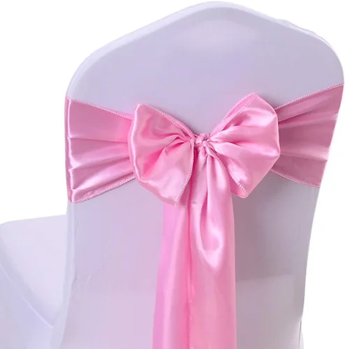 Paquete de 10 bandas de satén rosa claro para silla, lazos para sillas de boda de 7 x 108 pulgadas para banquetes, decoraciones de fiestas, eventos