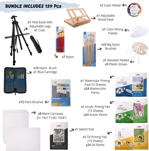 Miniatura 2 de J MARK Kit de pintura grande de alta calidad: todo en acrílico, acuarela y pintura al óleo de lujo Multicolor