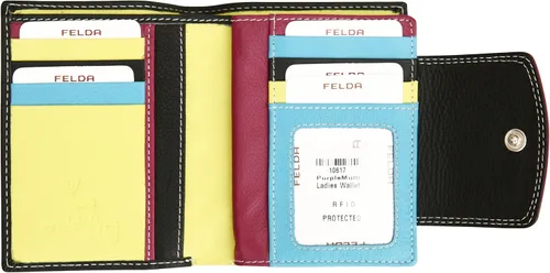 Miniatura 2 de Felda RFID monedero de cuero genuino señoras monedero multi color tarjeta de crédito y monedas