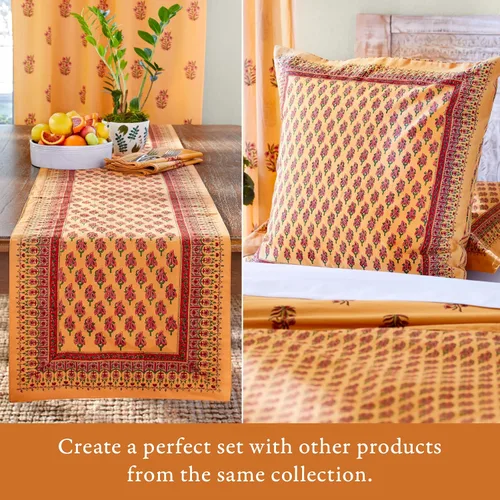 Miniatura 5 de Saffron Marigold Cortina de cenefa impresa a mano con ribete de cuentas, principal de verano indio naranja, perfecta para cocina, dormitorio, baño