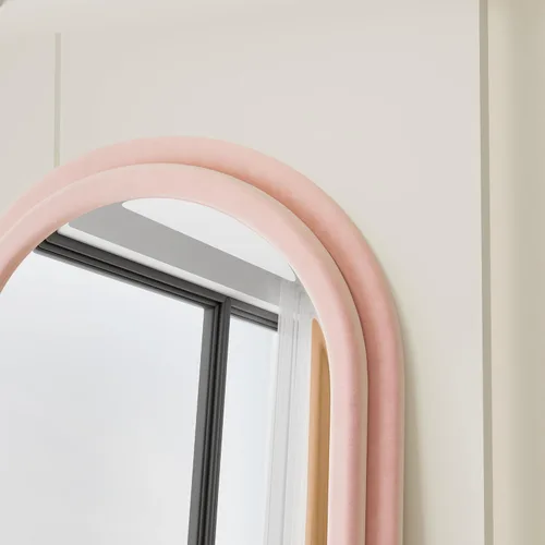Miniatura 6 de Espejo de Piso, Espejo de Cuerpo Entero con Soporte, 63"x24" Espejo Arqueado Independiente de Cuerpo Entero para Colgar o Apoyar, Espejos de Pared