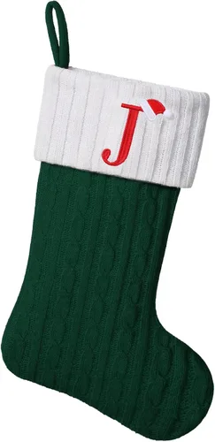 Miniatura 33 de Medias de Navidad personalizadas de 19 pulgadas con iniciales bordadas, medias de Navidad de punto negro para decoraciones de vacaciones familiares