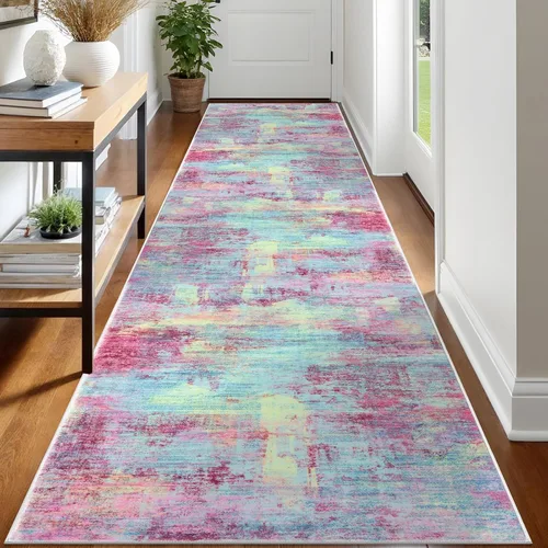 Miniatura 65 de IOHOUZE Alfombra pequeña abstracta de 2 x 3 pies, alfombra de entrada lavable para entrada interior, alfombras con respaldo de goma, alfombra gris