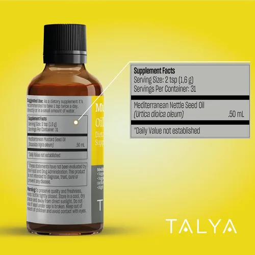 Miniatura 6 de TALYA Aceite de mostaza puro a base de hierbas (Brassica nigra oleum) Aceite 100% natural puro prensado en frío botella de vidrio de 1.7 fl oz
