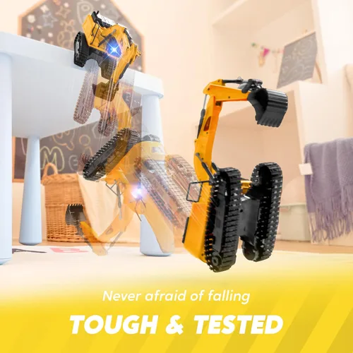 Miniatura 11 de JOYIN Excavadora de Control Remoto Juguetes para Niños, Excavadora de Juguete RC de 2.4Ghz con Luz, Juguetes de Construcción para Niños de 3-5 4-7