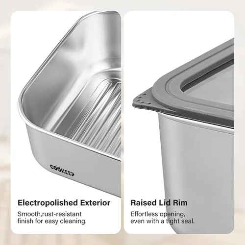 Miniatura 4 de Recipientes de alimentos de acero inoxidable de 22 oz/22.0 fl oz, recipientes de acero inoxidable con tapas, recipientes para aperitivos, lonchera