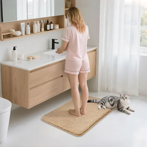 Miniatura 8 de COSY HOMEER Alfombras extra gruesas para el baño, tapetes de baño antideslizantes, tapete de felpa suave, peludo y 100% micro poliéster, tapete