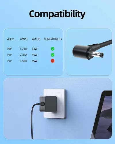 Miniatura 4 de Superer Cargador de CA apto para Asus Zenbook Q406DA Q406D Q406 Q406DA-BR5T6 14 pulgadas portátil portátil 7.5 pies cable adaptador de fuente