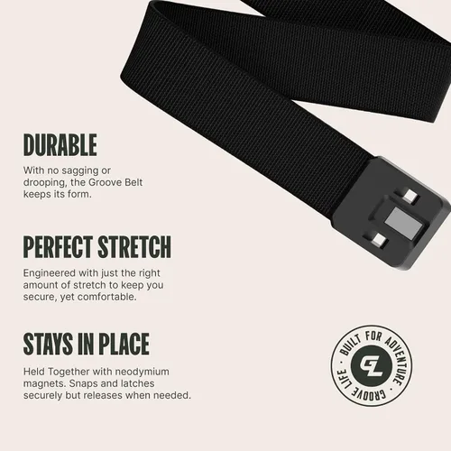 Miniatura 3 de Groove Life - Cinturón de nailon elástico para hombre con hebilla magnética de aluminio