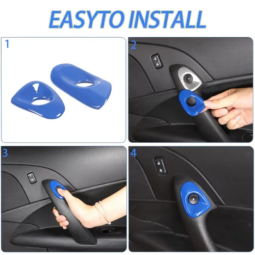 Miniatura 5 de Cubierta para interruptor de puerta de automóvil compatible con Chevy Corvette C6 2005-2013, accesorios de ajuste de botón de interruptor de bisel