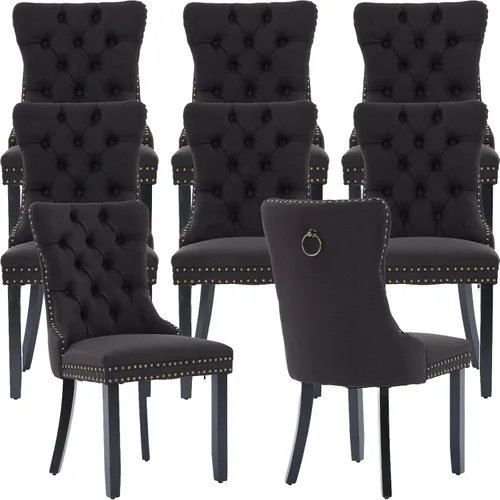 Miniatura 23 de Sillas de Comedor Juego de 4 sillas de comedor tapizadas de lino, sillas de comedor modernas de mediados de siglo, sillas de cocina y comedor