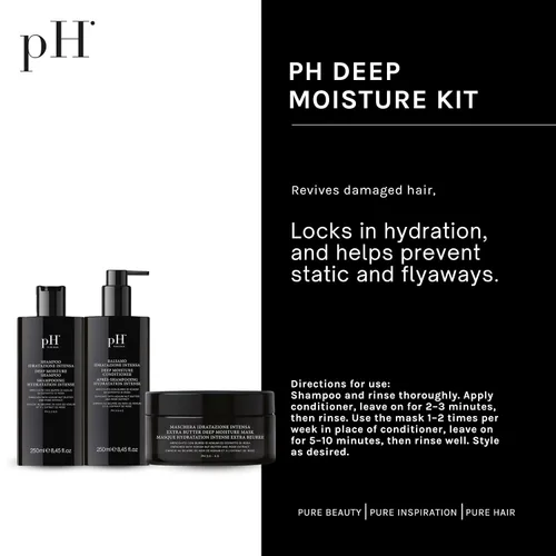 Miniatura 2 de pH PURE HAIR Set de humedad profunda: champú de humedad profunda (8.4 onzas) y acondicionador (8.4 onzas) con mascarilla extra de mantequilla