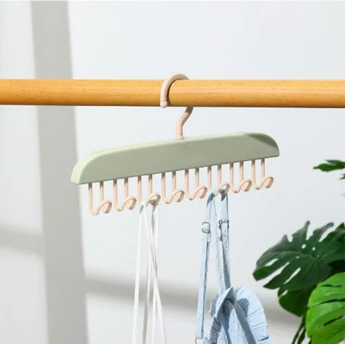 Miniatura 5 de Colgador superior, organizador de brasieres con ganchos para corbatas, trajes de baño, vestido, 11 x 5.5 x 1 (verde)