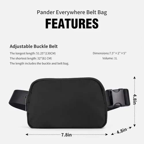 Miniatura 5 de ZPN Mini riñonera cruzada para mujer y hombre, Negro