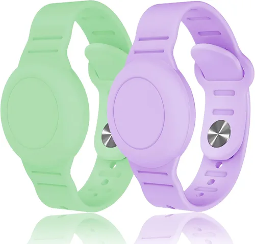 Pulsera Airtag impermeable para niños compatible con Apple AirTag, funda protectora de silicona oculta para soporte de rastreador GPS Air Tag, Verde