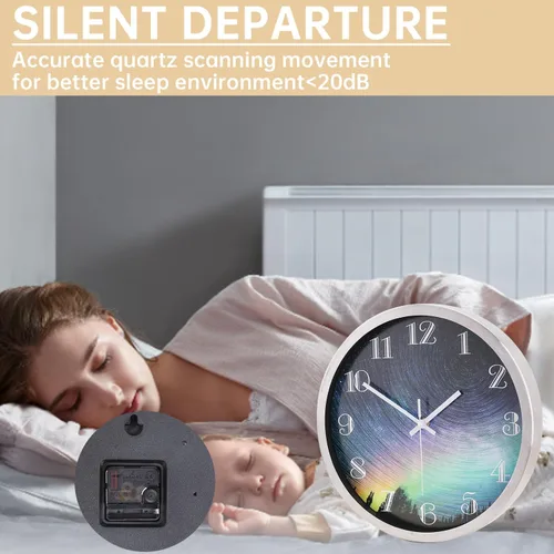 Miniatura 4 de Reloj de pared moderno de 12 pulgadas, funciona con pilas, reloj analógico colorido silencioso sin tictac para oficina, hogar, baño, cocina