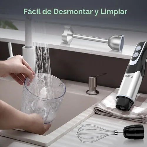 Miniatura 8 de FRESKO Batidora de inmersión de mano, mezclador eléctrico de mano de acero inoxidable con 12 velocidades y modo turbo, potente licuadora de emulsión