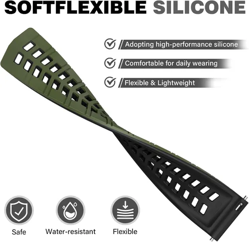 Miniatura 3 de OVERSTEP Correa de silicona de 0.866 in compatible con Garmin Vivoactive 4, Venu 2, Forerunner 265, 255, Samsung Gear S3 Frontire, Galaxy Watch